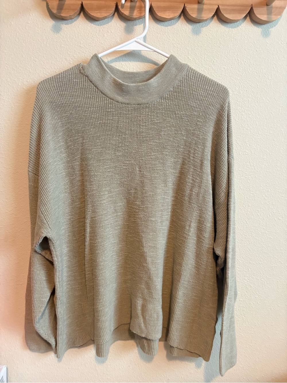 Free People Ribbed Mock Neck Sweater in Sage Green